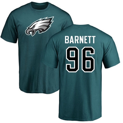 Men Philadelphia Eagles #96 Derek Barnett Green Name and Number Logo NFL T Shirt->philadelphia eagles->NFL Jersey
